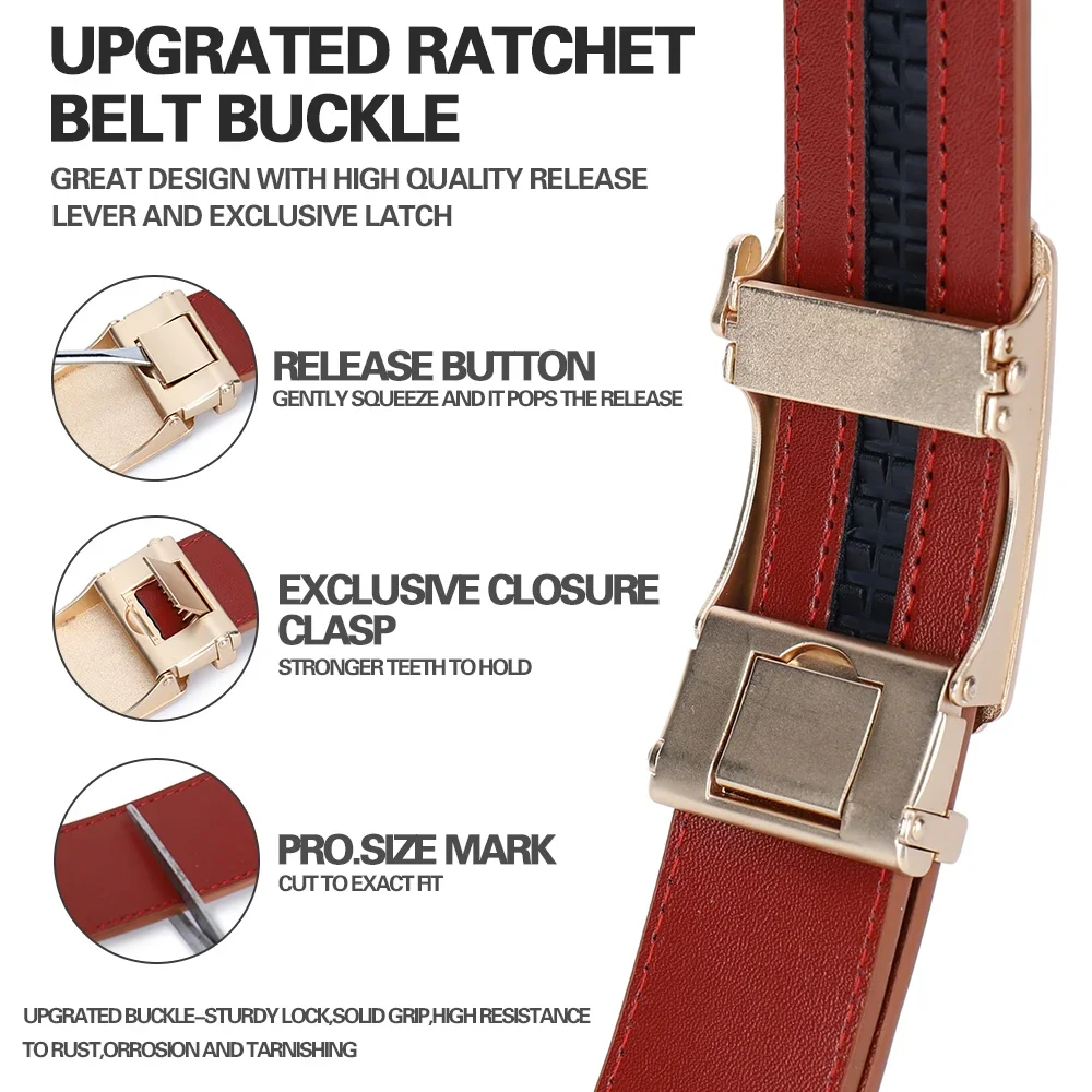 Men Belts  Automatic Buckle Leather Waist Strap Male Waistband Mens High Quality Girdle Belts for Women Men Gifts 115 125cm
