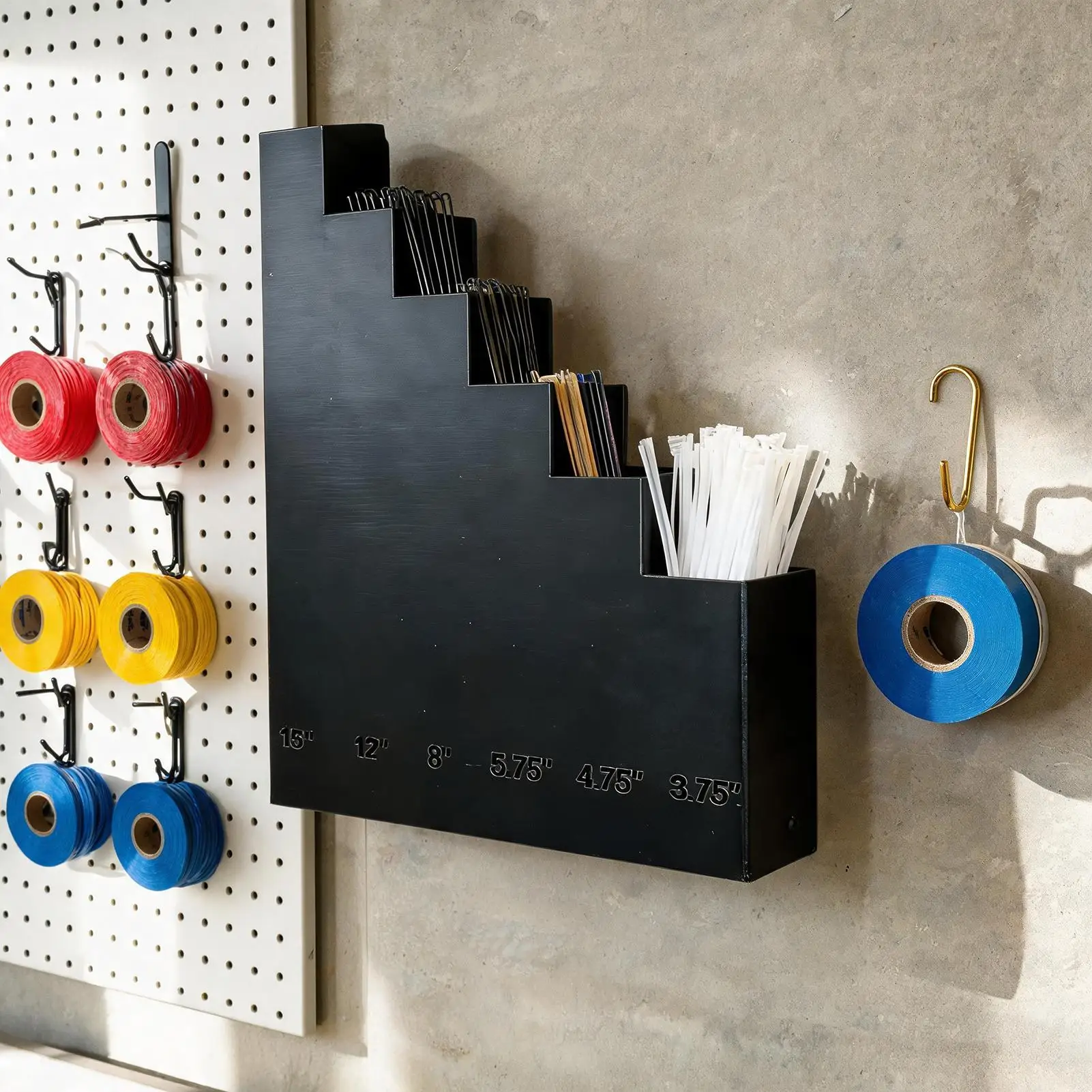 Heavy Duty 3D Printed Wall Mount Zip Tie Organizer Multi-Size Cable Tie Storage Dispenser for Utility Room Garage Workshop