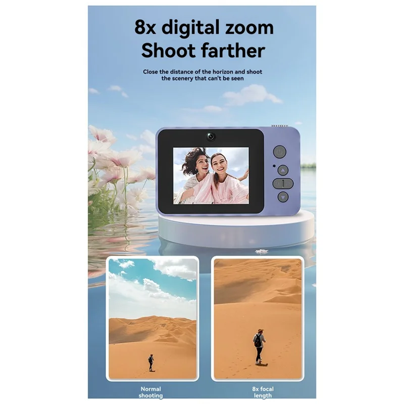 AEE6-2.4IN Retro CCD Digital Camera 8X Zoom Video Shooting Vlog Camera Supports MP3 Music Playback Full/Semi Mirror Design