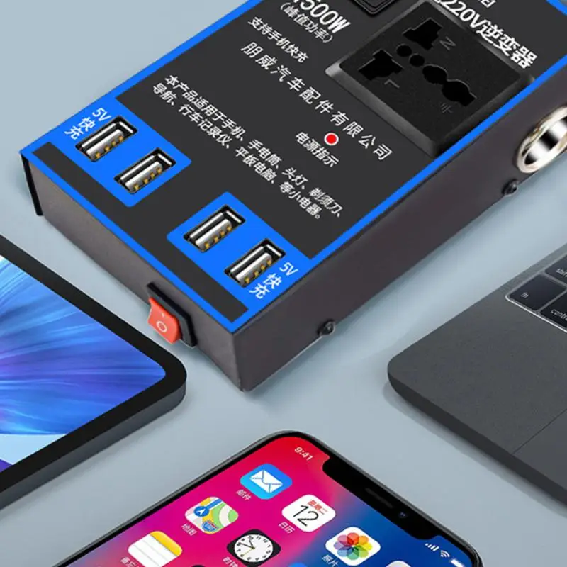 Car Power Converter Inverter Car Power Inverter 12V 24V to 110V 220V 1500W Multifunctional Truck Home Outlet Power Converter