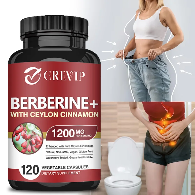 Berberine + Ceylon Cinnamon Capsules - Promotes Metabolism, Helps Cardiovascular and Gastrointestinal Health, Antioxidant