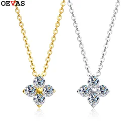 OEVAS 100% 925 Sterling Silver 0.4CT Moissanite Diamond Pendant Necklace For Women Sparkling Clavicle Chain Party Fine Jewelry