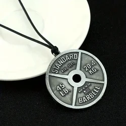Vintage Punk Weightlifting Plates Barbell Dumbbell Pendant Necklace Fashion Trend Men Fitness Gym Sports Jewelry Gift
