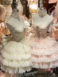 Princess Romantic Dating Atmosphere Birthday Party Dress Women Spring Summer New Sweet Girl Lace Slim Temperament Lolita Dress