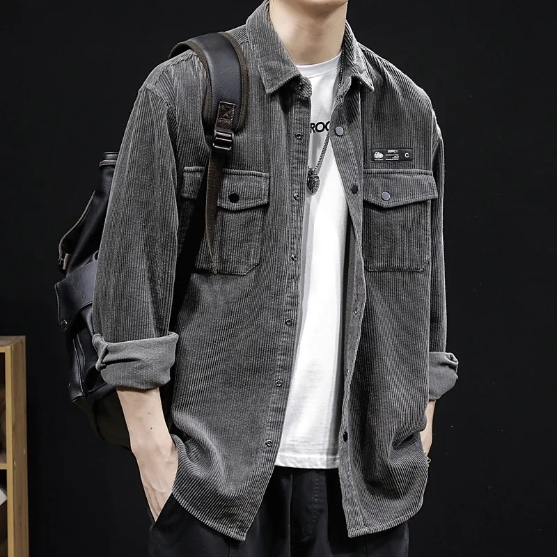 American Style Heavyweight Long Sleeve Corduroy Shirt Men's Casual Wear Resistant to Dirt And Wear Autumn Winter Coat