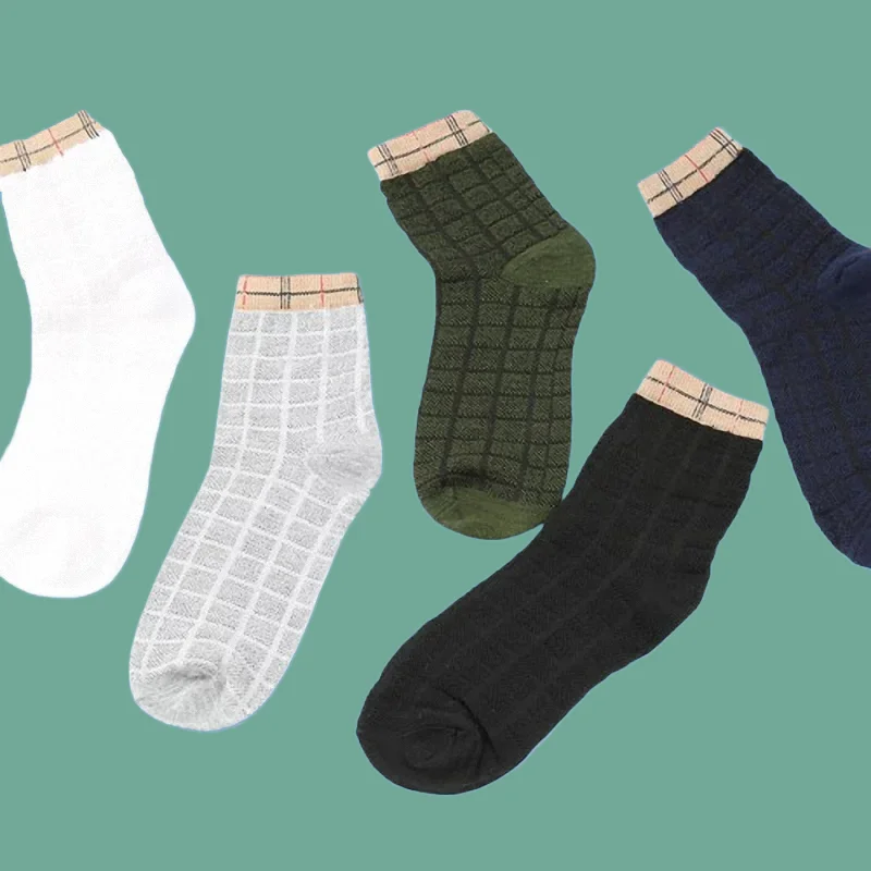 Chaussettes de sport fines à tube moyen pour hommes, chaussettes dépistolet antes respirantes, chaussettes longues en maille, haute qualité, mode, 5/10 paires