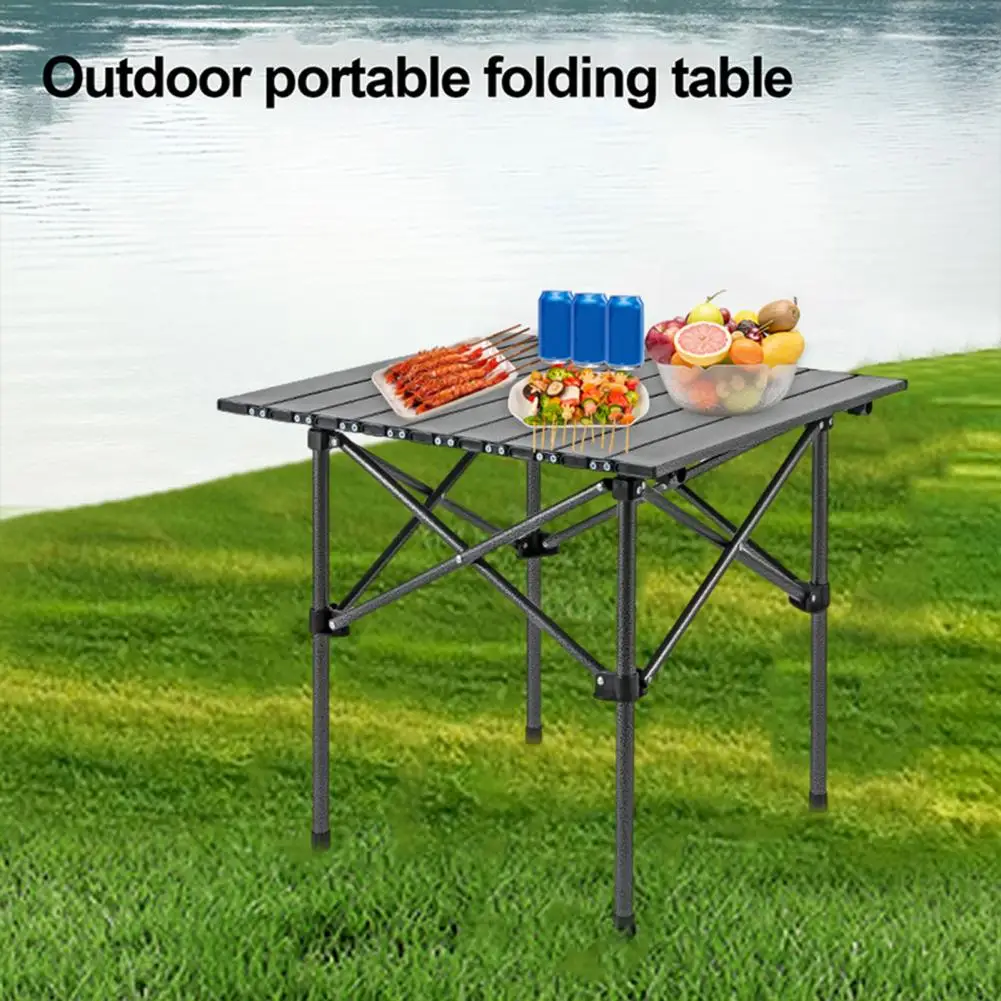 Outdoor Table Lightweight Carbon Steel Height Adjustable Desk Camping Hiking Backpacking Picnic BBQ Portable Collapsible Table