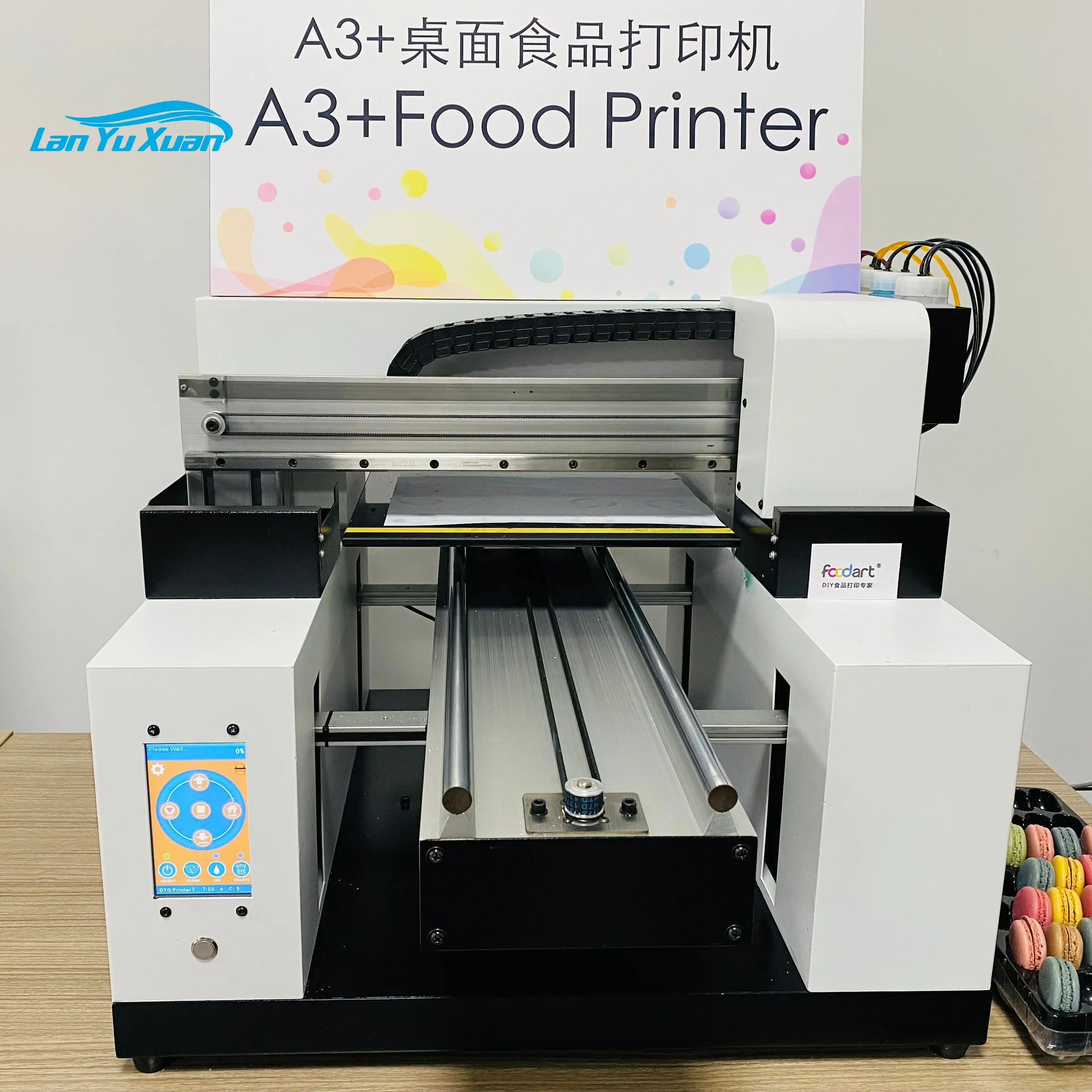 Automatic A3 size 3D inkjet flatbed food printer for cake chocolate dragees macaroon printer