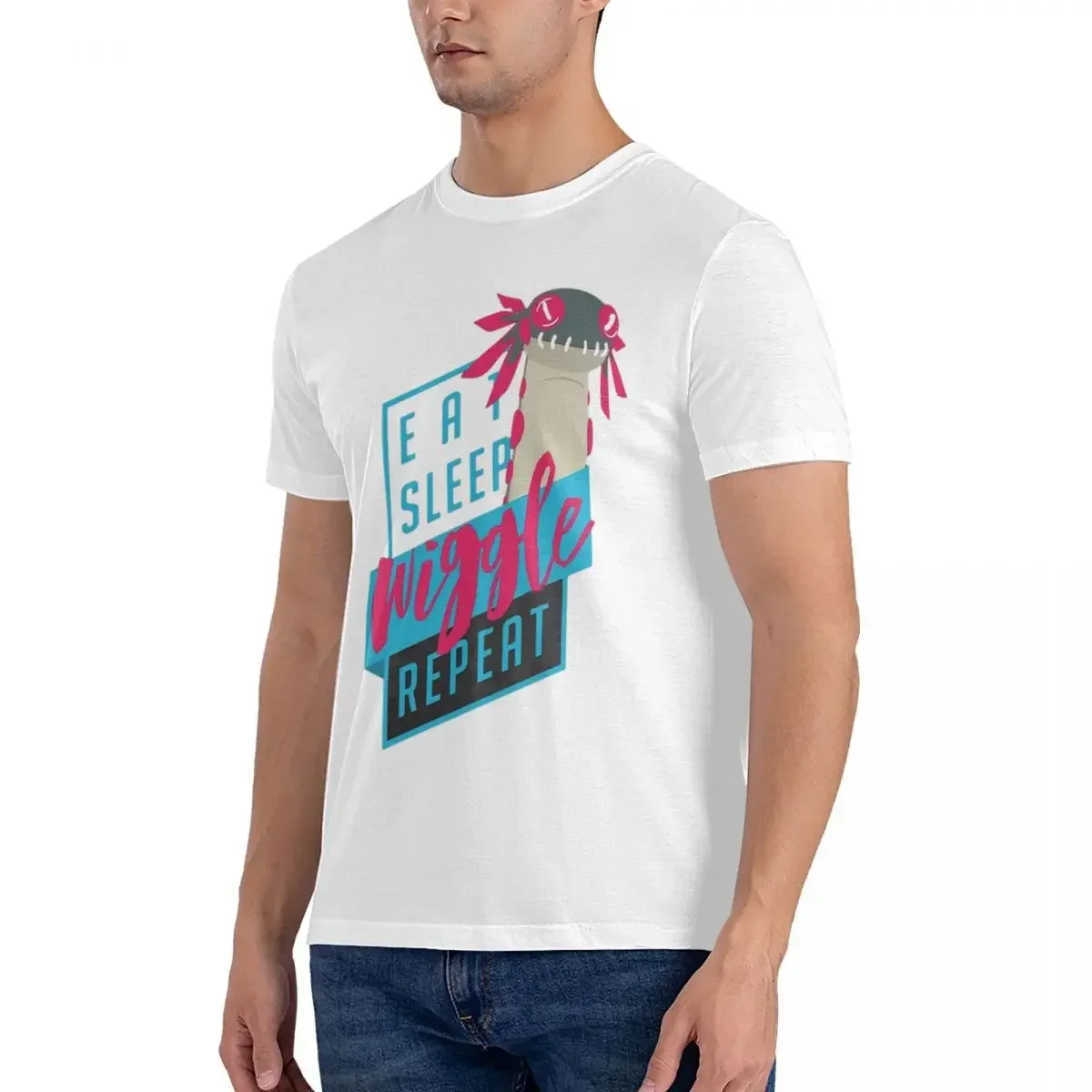 100% Cotton Eat. Sleep. WIGGLE. Repeat. - Monster Hunter Design T-shirt Unisex Oversized T Shirt Men O-Neck Summer Shirts Tops