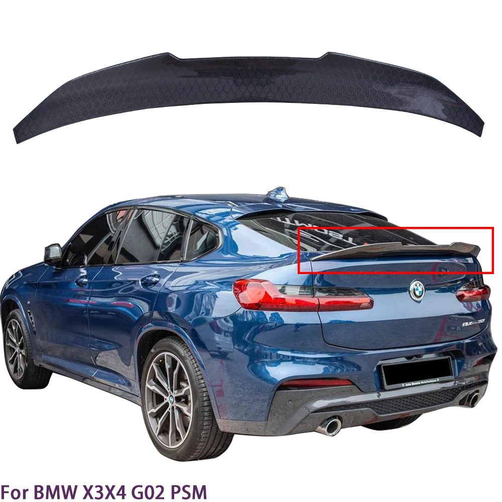 

For BMW X4 G02/X4M F98 PSM Style Honeycomb Carbon Fiber Rear Spoiler Trunk Wing 2018-2024