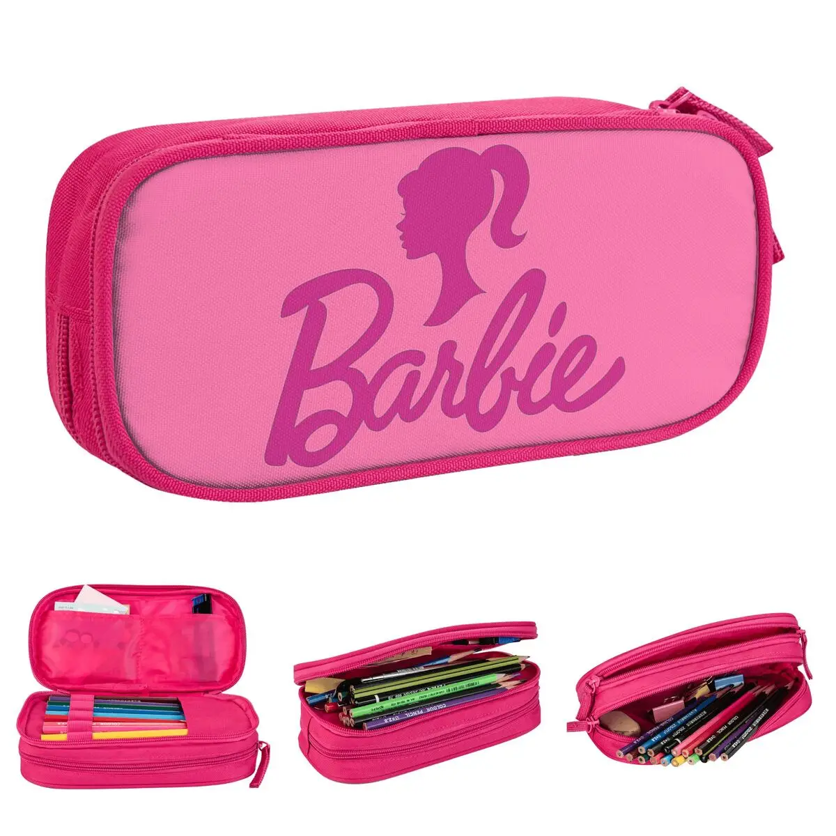 Pink Girl Barbi Pencil Cases Lovely Barbie Pen Holder Pencil Bags Girls Boys Big Capacity Office Zipper Pencilcases