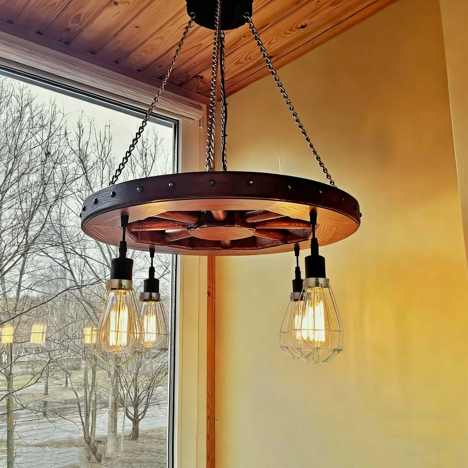 

6Pcs Vintage Bird Cage Lantern Metal Lamp Bulb Guard Hanging Industrial Light Cover Pendant Decor for Home Bar Cafe Study Villa
