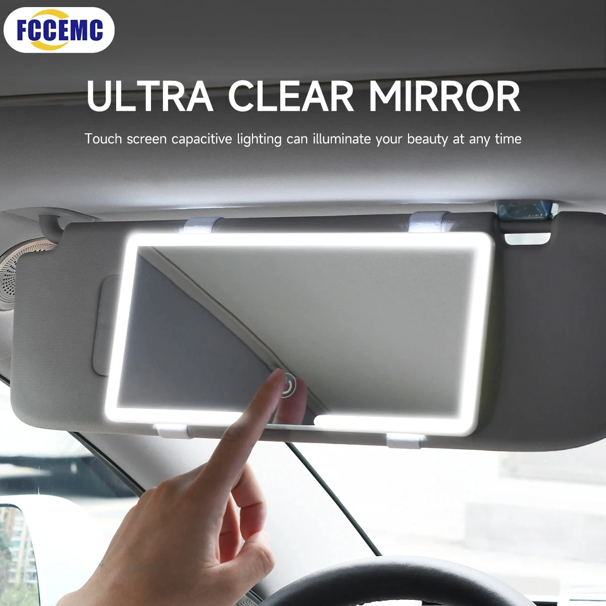 Hd Mirror Car Ledmakeup Mirror Three Gear Adjustment Sun Visor Plate Interior Rearmirror Dimmable Touchscreen Auto Vanity Mirror