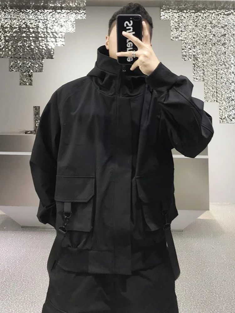 Hip Hop  Women and Men Jacket Streetwear  Style  Hooded Autumn Spring Coat Gothic Clothes Techwear