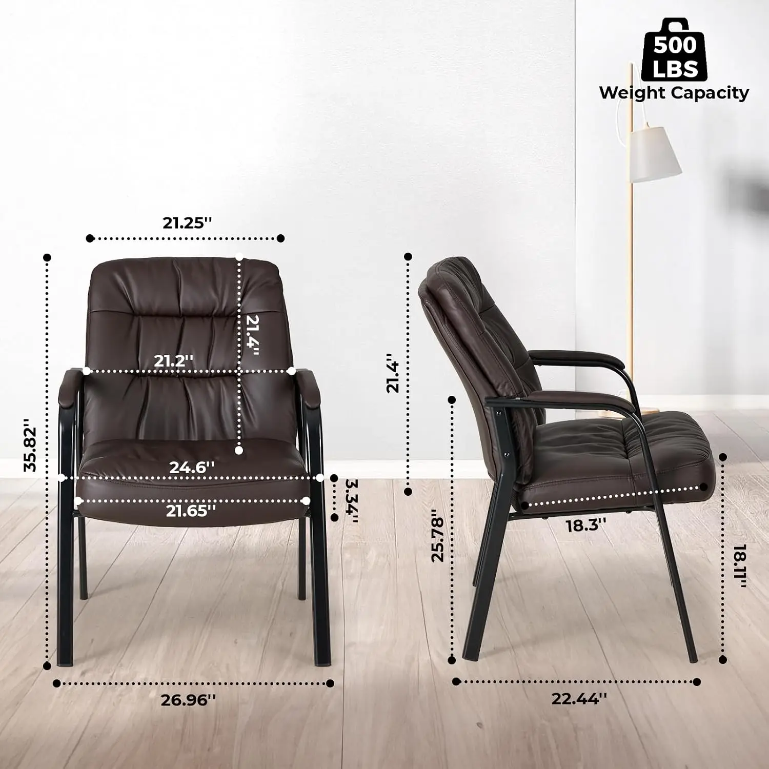 Faux Leather Waiting Room Guest Chairs, Stationary Guest Chair for Office