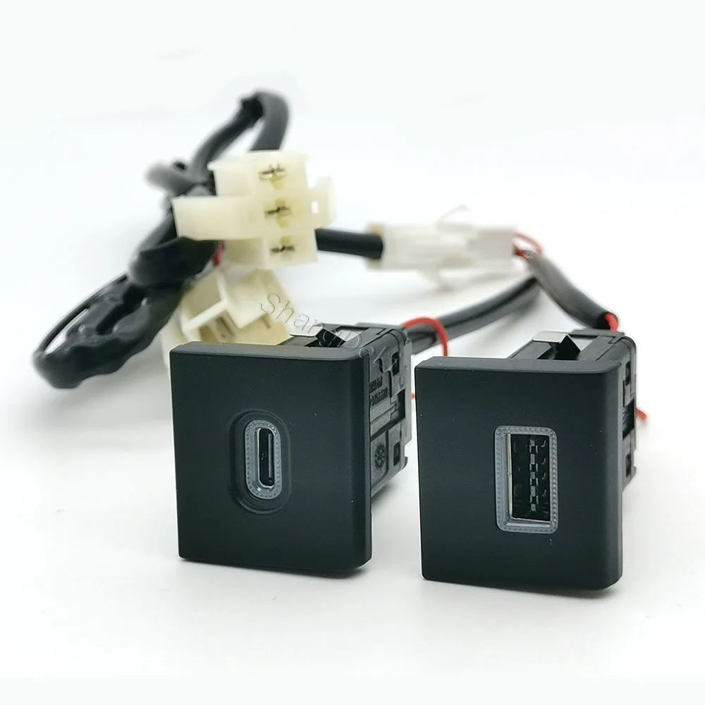 

Синий светодиодный автомобильный быстрый зарядник с двумя портами Type-C USB PD, адаптер питания, модифицированная зарядная розетка, аксессуары, совместимые с VW Amarok 11-22