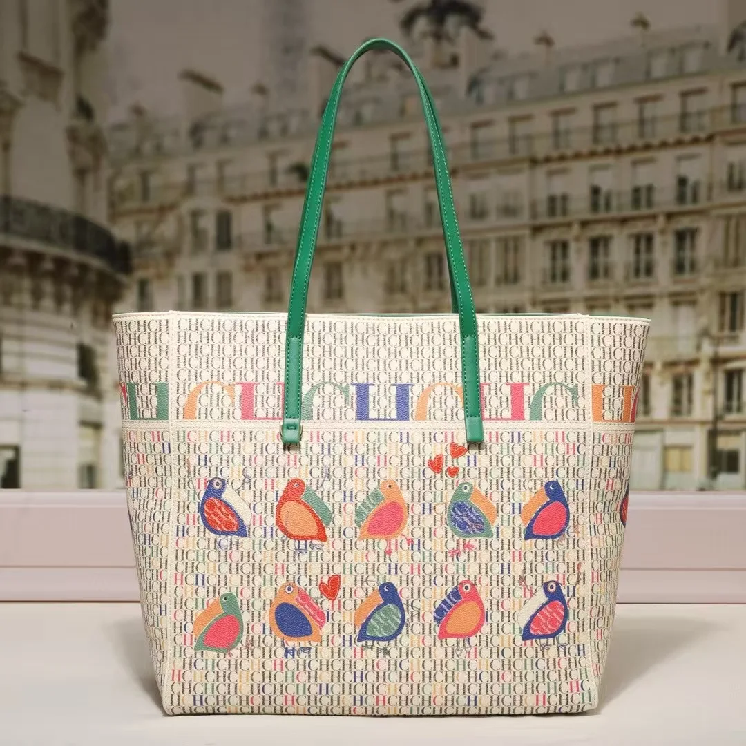 CH Spring and Summer New Fashion Printed Pattern Commuter Casual Single-Shoulder Handheld Zip Bucket Bag