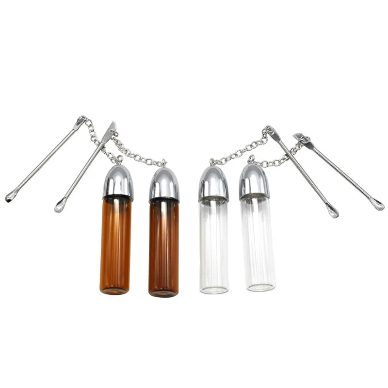 4pcs 55mm Glass medicine Box Medicine jar with Spoon Mini sealed Glass vial pill box with ear High Quality Snuff Smoking Gadgets