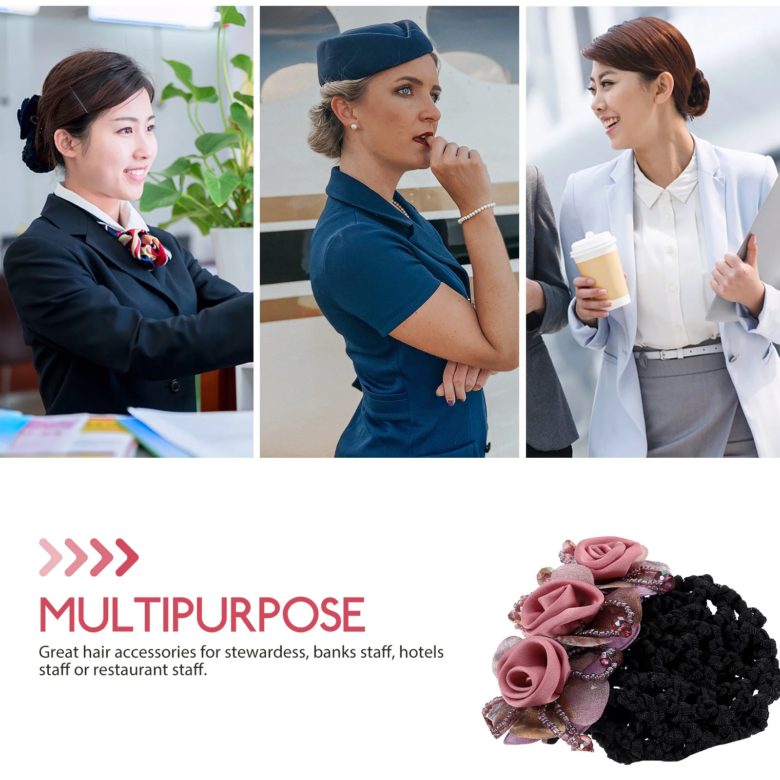 

2pcs Flower Net Bun Hairnet Clip For Women Nurses Stewardess Bun Holder Hairnets Hair Cover Hair Updo Tools Dance Buns Strong