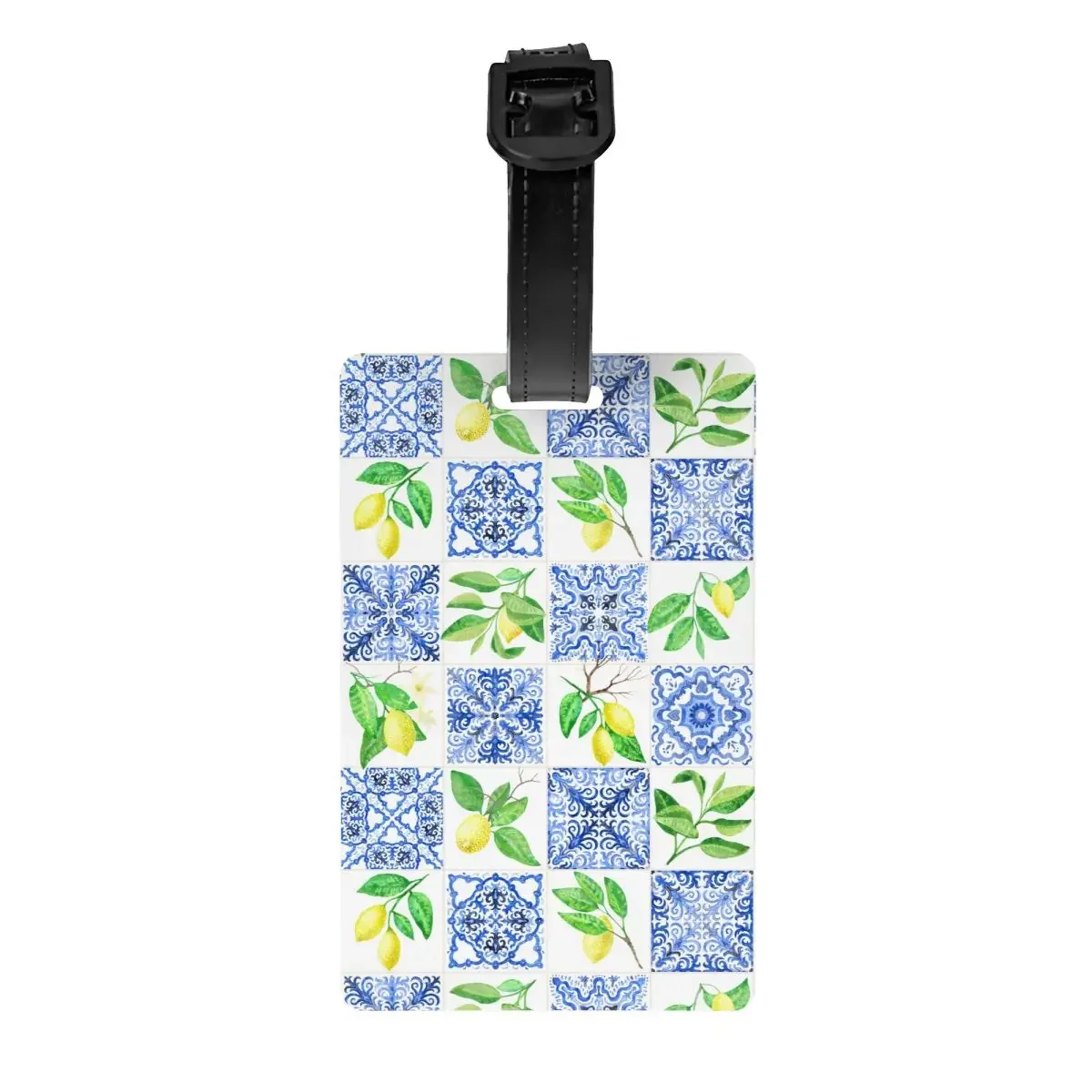 Custom Sicilia Mediterranean Majolica Fruit Lemons Luggage Tag for Suitcases Privacy Cover ID Label