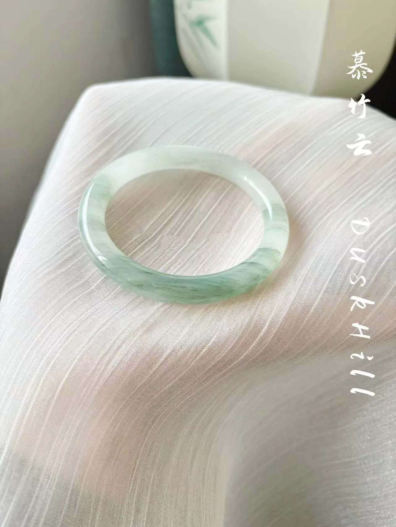 

Natural No Xinjiang Tianshan Cui Bracelet Flower Jade Bracelet Women's Snow Cui Bracelet