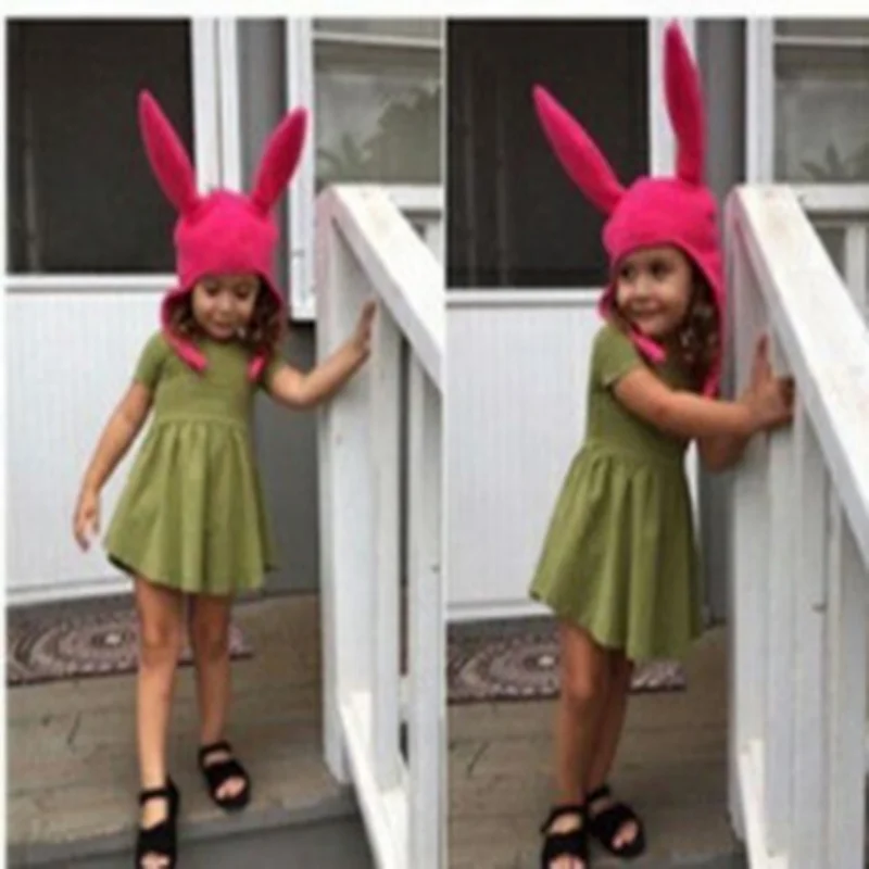 Sombrero de orejas de conejo para niños y adultos, gorro de Cosplay de Halloween para padres e hijos, orejas largas, Rosa