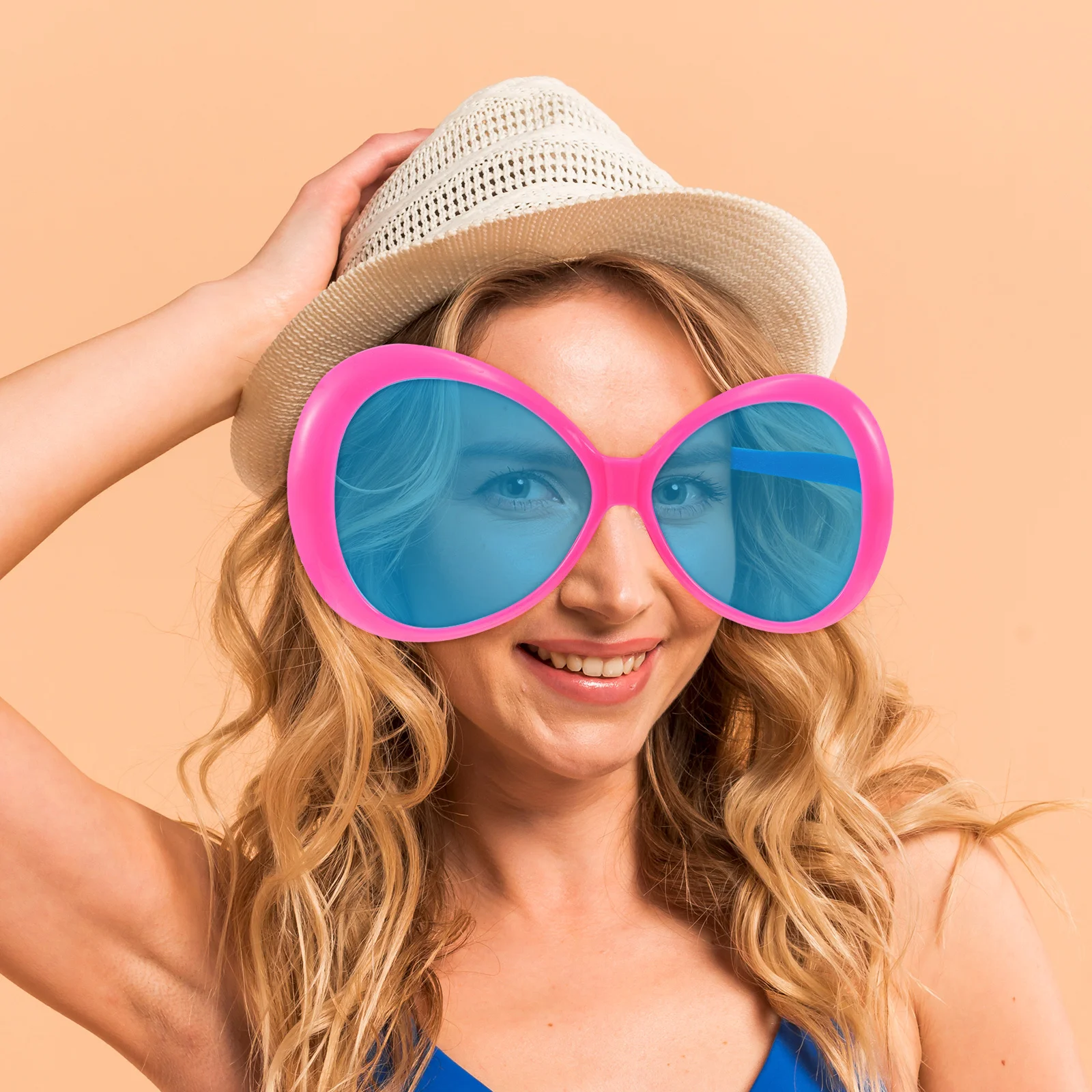 2 قطعة النظارات الشمسية هاواي المتضخم تصميم مبالغ فيه الجدة نظارات الحفلات متعة كابينة تصوير الدعائم الشاطئ بركة الصيف الحدث