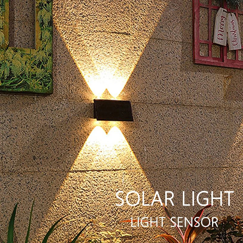 Super Bright Solar Wall Lights Outdoor Solar Lamp Waterproof Up Down Luminous Lighting Decor Garden Corridor Balcony Fence Stair