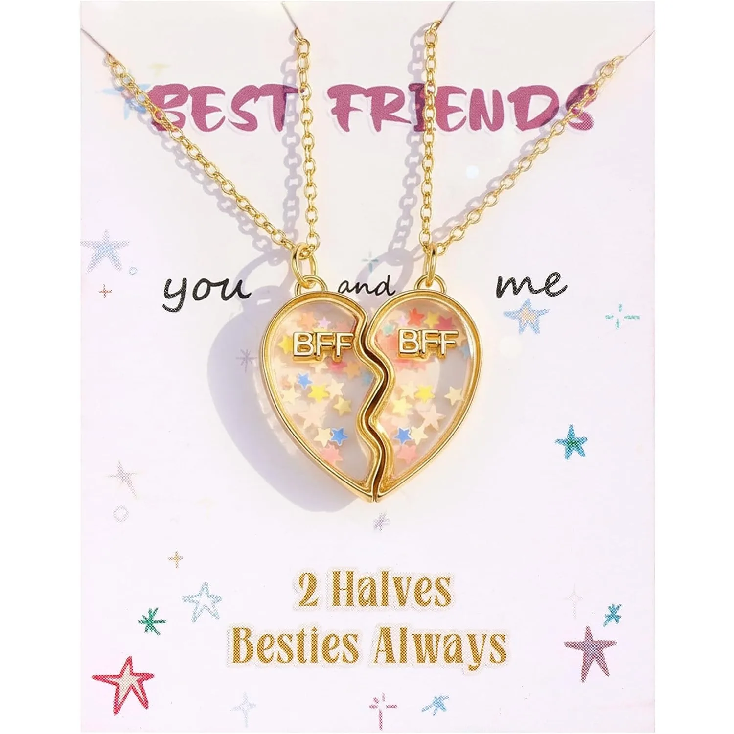 

Bobisty Friendship Necklace for 2 Best Friend Necklaces Matching Pendant BFF Necklace for 2 Sister Magnetic Split Heart Necklace