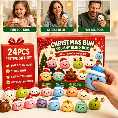 Squishy 2026 Christmas Advent Calendar, 24 Days Countdown Surprise Box, Dumpling Slow Rebound Squishies Squeeze Sensory Gift