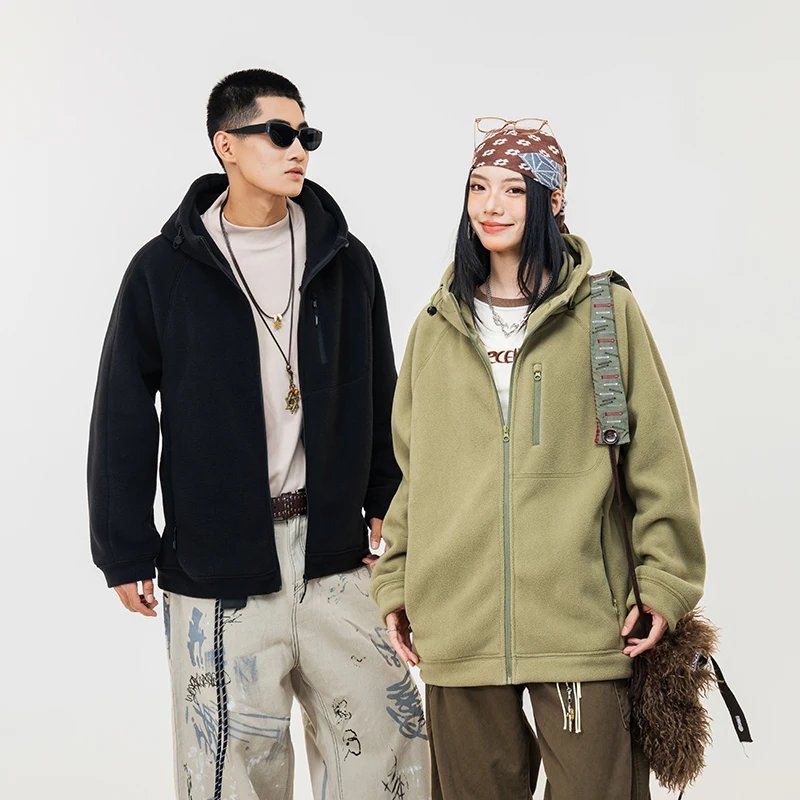 

Men's plus Size Fce Jaet Hooded Thiened Casual Outerwear Autumn Winter Lamb Velvet Polyester Fiber Long Sve Coat