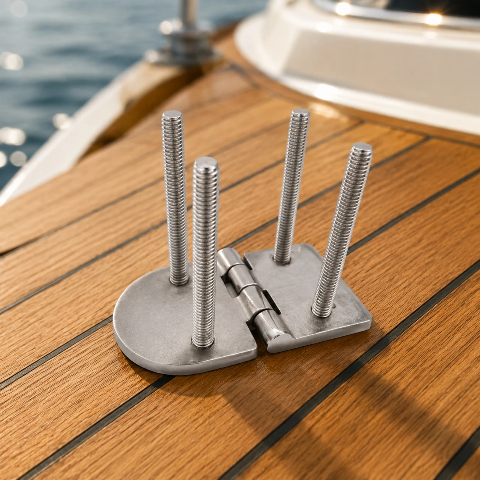 Stainless Steel Marine Hinge Polished Stainless Steel Hinge with Threaded Studs Hardware Streamlined Cast for Boats, Yachts