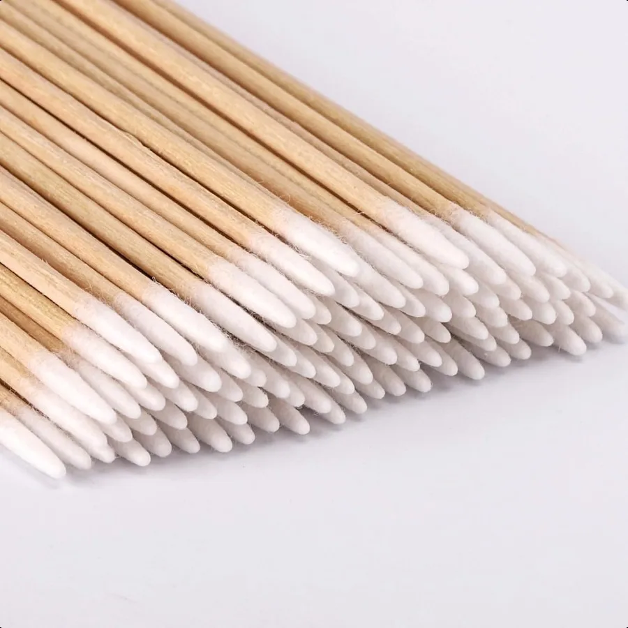 1200本入り精密チップ綿棒、先のとがった綿棒（木製スティック付き）、マイクロブレーディング綿棒、マイクロ綿棒、綿棒チップ