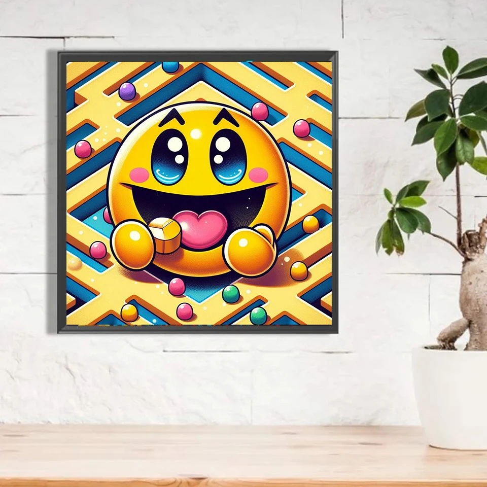 Zipper Bag 5D DIY Cartoon Pac Man Diamond Painting Kit Sticking Diamond Embroidery Cross Embroidery Art Children\'s Gift