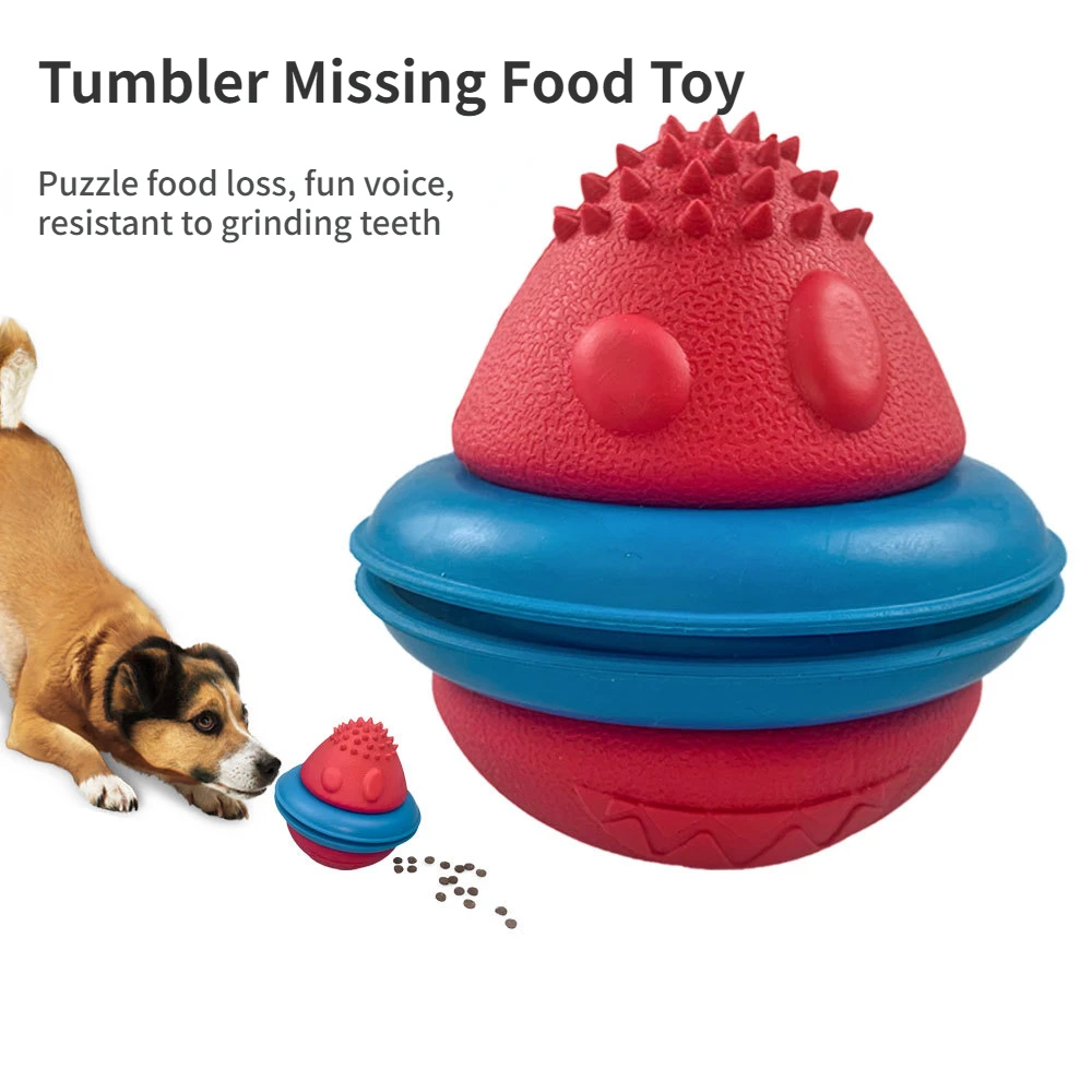 Rubber Food Tumbler Toy for Dogs, Pet Grinding Sound Toy, Dog Leaking Food