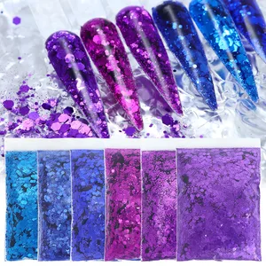 50g brilhante roxo azul em massa arte do prego glitter misturado hexágono lantejoulas decoração para diy artesanato unhas acessórios rosa flocos verdes 12 principais vendas conjunto lantejoula verde - №10