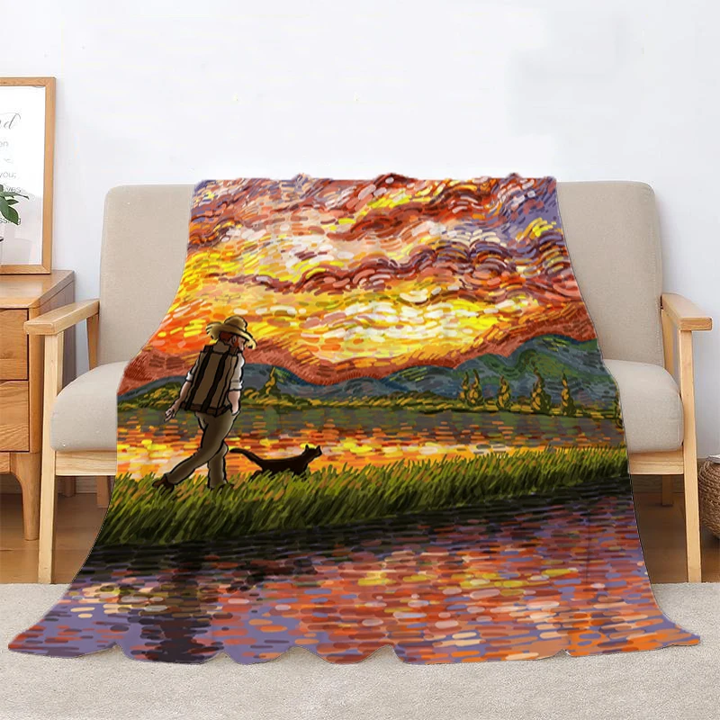 Van Gogh Cute Throw Blanket for Bed Bedroom Decoration Fluffy Soft Blankets Boho Home Decor Bedspread the Decorative Sofa Fleece