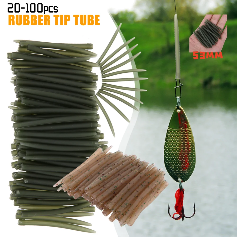 20-100PCS 53mm Karpfen Angeln Anti Tangle Sleeves Verbinden mit Haken für Karpfen Angeln Terminal Tackle Camo/grün Für Outdoor Fishin