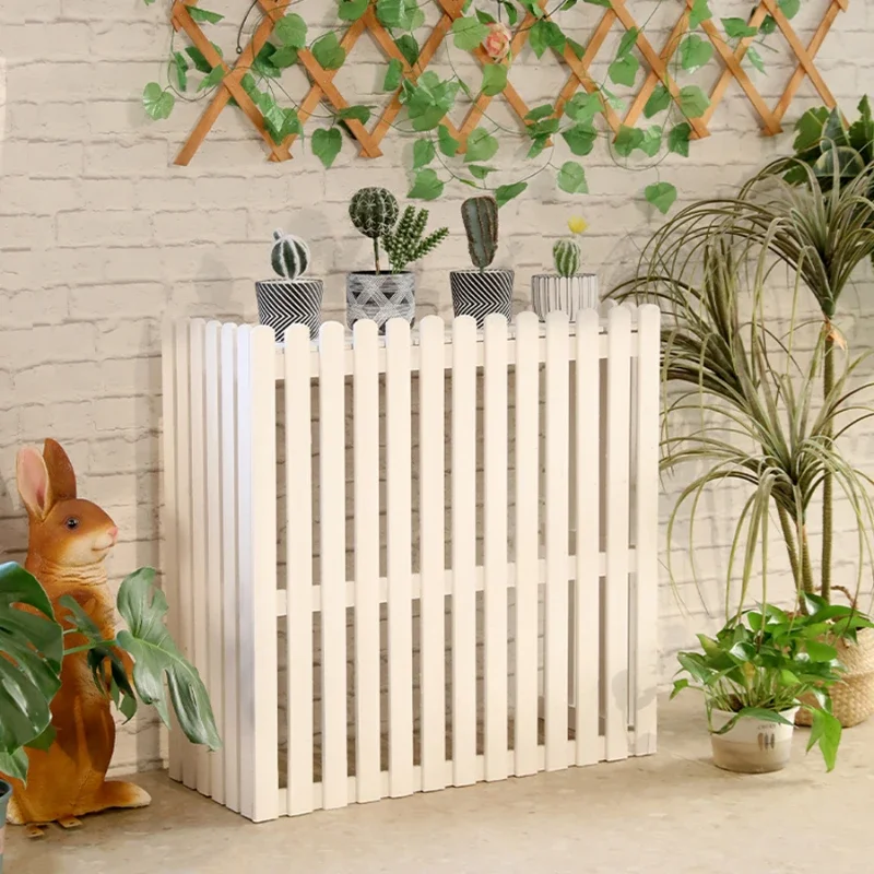 Wooden Air Conditioning Cover Decorative Anticorrosive Furniture for Balcony Multi-functional Beautifying Rack