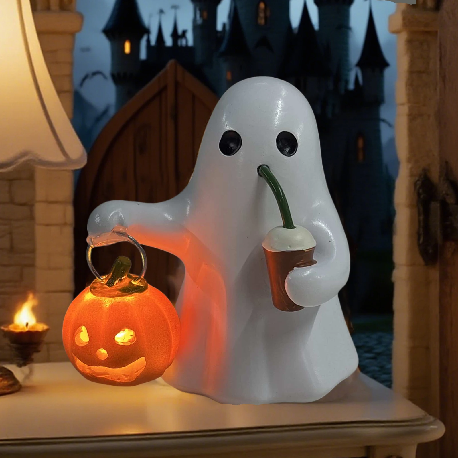 14/10 سنتيمتر هالوين لطيف شبح مصباح ضوء دافئ ثلاثية الأبعاد LED شبح ليلة ضوء بطارية تعمل بالطاقة جميل شبح تمثال ضوء ديكور المنزل