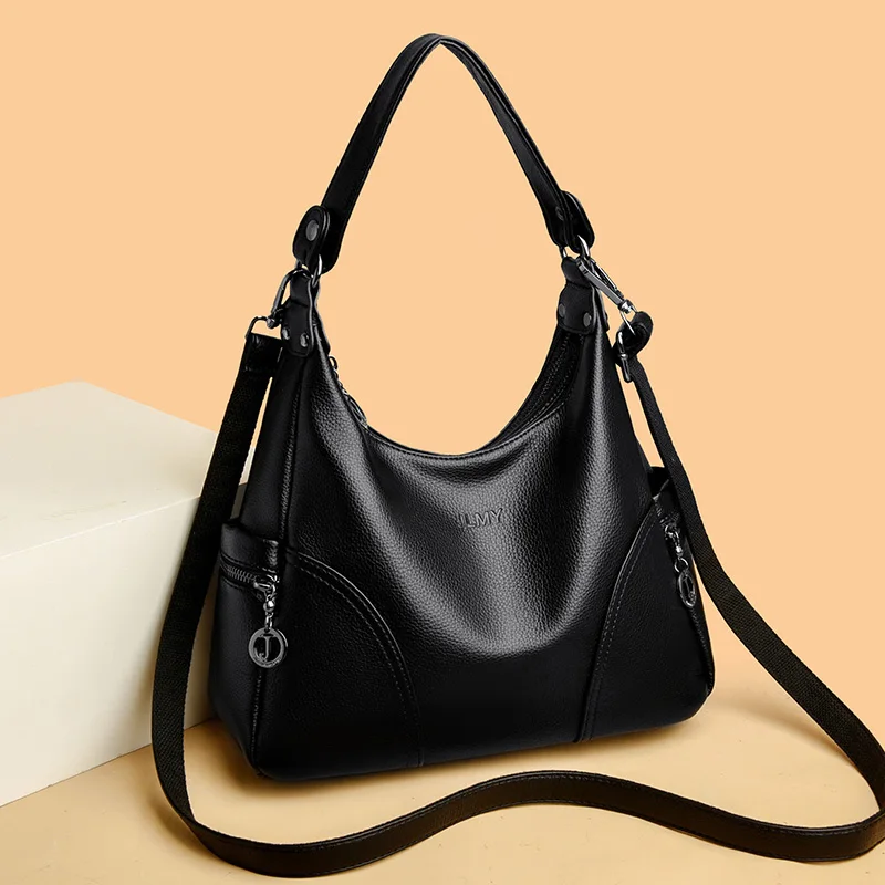 

Retro Fashion Trend Women's Crossbody Bag Zipper Large Capacity Travel Purse and Handbag Casual Solid Color Leather Shoulder Bag