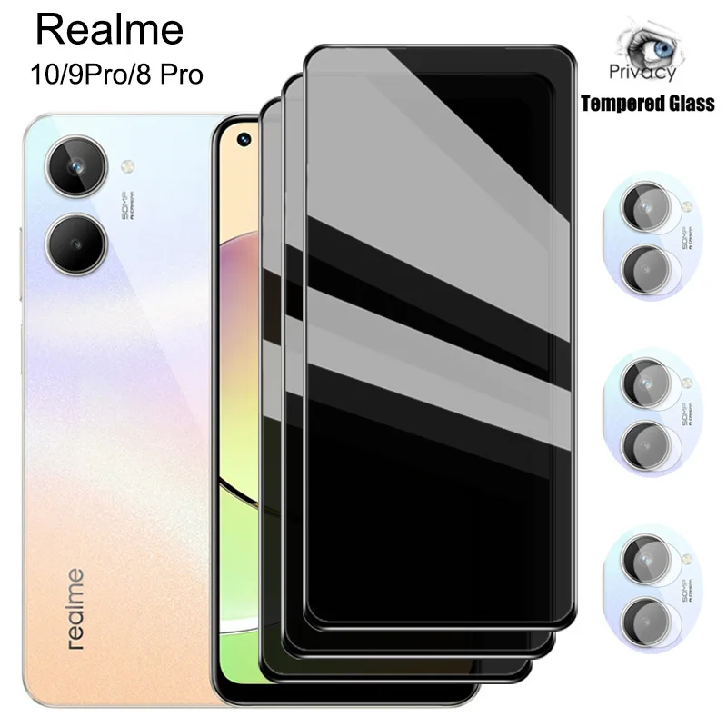 

Realme 10 Privacy screen protectors for realme 8 i 8i 9i 9 pro plus anti-spy cristal templado realme 10 8 9 5g 9 pro realme10 safty privacy protection & anti peeping tempered glass realmi 9 pro plus