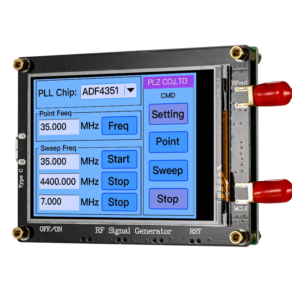 ADF4351 35M-4.4G RF Signal Generator Frequency Counter PLL Sweep Signal Source Module Touch Screen 2.2-4.4G fundamental wave