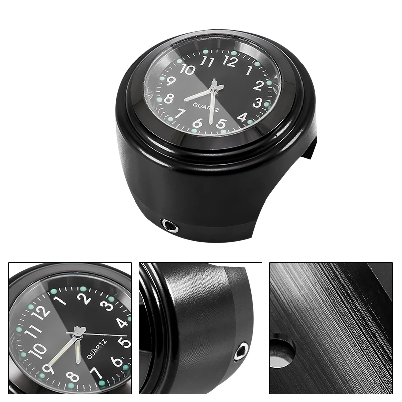 Motorcycle Watch Waterproof Luminous 22/25mm Motorbike Bike Handlebar Mount Aluminum Alloy Dial Quartz Clock