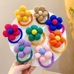 1PC New Sweet Fill Cotton Flowers Cute Girls Kids Elastic Hair Bands Children Hair Ties Princess Hair Accessories Baby Headwear