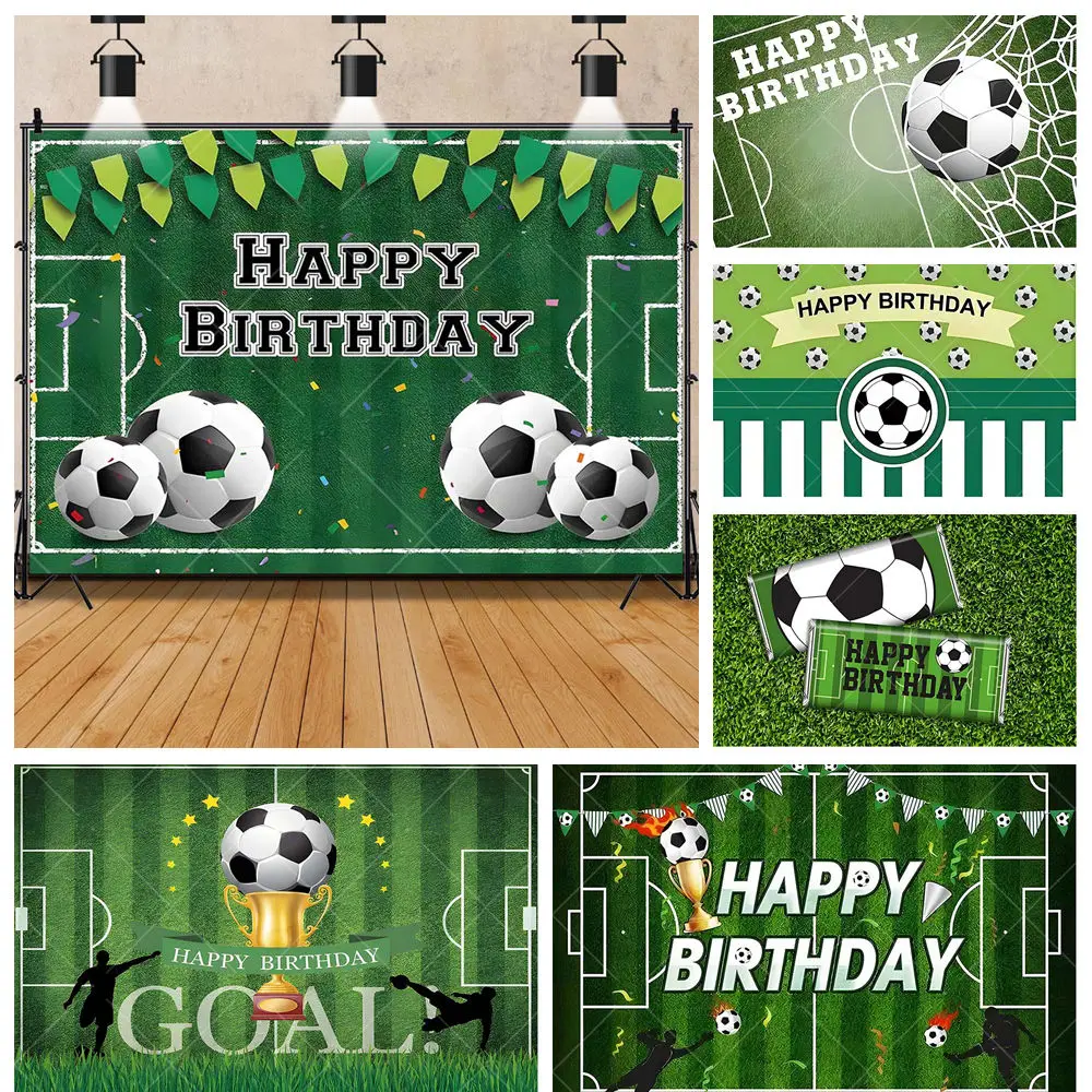 

Cartoon Soccer Match Green Grass Cool Boys Kids Gift Birthday Party Backdrop Custom Kid Room Photography Poster Decor Background