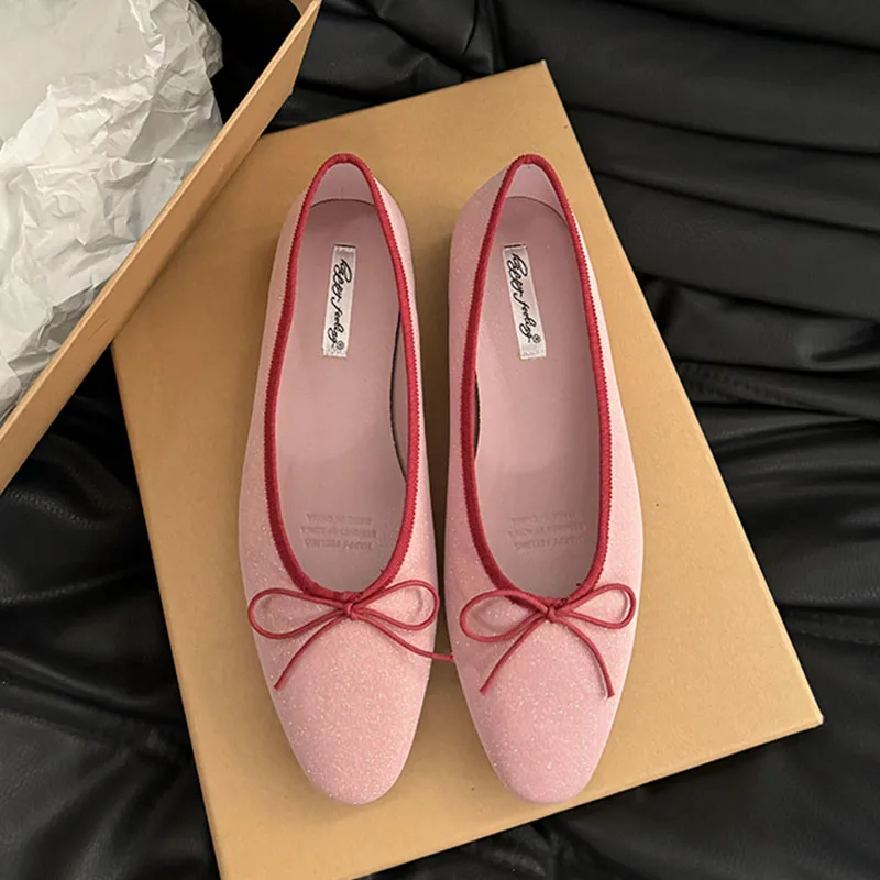 2024 primavera nuove donne di marca scarpe basse moda punta tonda poco profonda Slip On ballerine scarpe morbide tacco piatto rosa vestito scarpa da