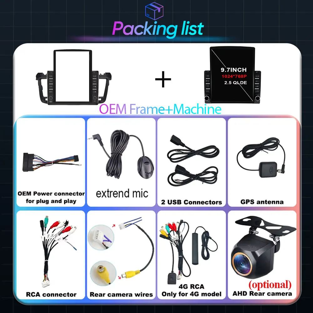 9.7 "نمط عمودي لشاشة Carplay أندرويد بلوتوث راديو السيارة لتحديد المواقع والملاحة مشغل وسائط متعددة لبيجو 508 2011-2018