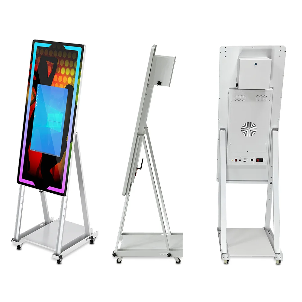 Touch Screen Mirror Photo Booth For Parties Events Wedding 45 65in Selfie Magic Mirror Photo Booth with Flight Case