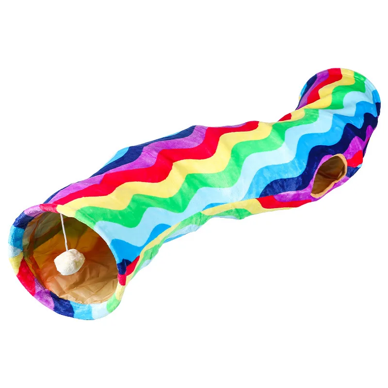 2024 New Cat Tunnel Folding Multifunctional Rainbow Cat Ear Tunnel Variable Flannel Cat Channel Pet Supplies